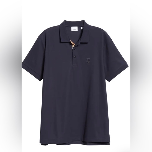Mens Burberry Eddie Pique Polo-navy